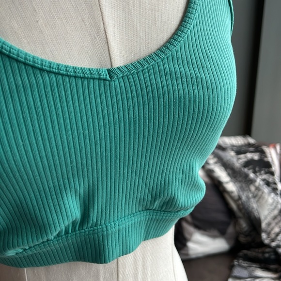 ALO Yoga Blissful Rib Knit Sports Bra in Ocean Teal Size Large - Picture 7 of 9